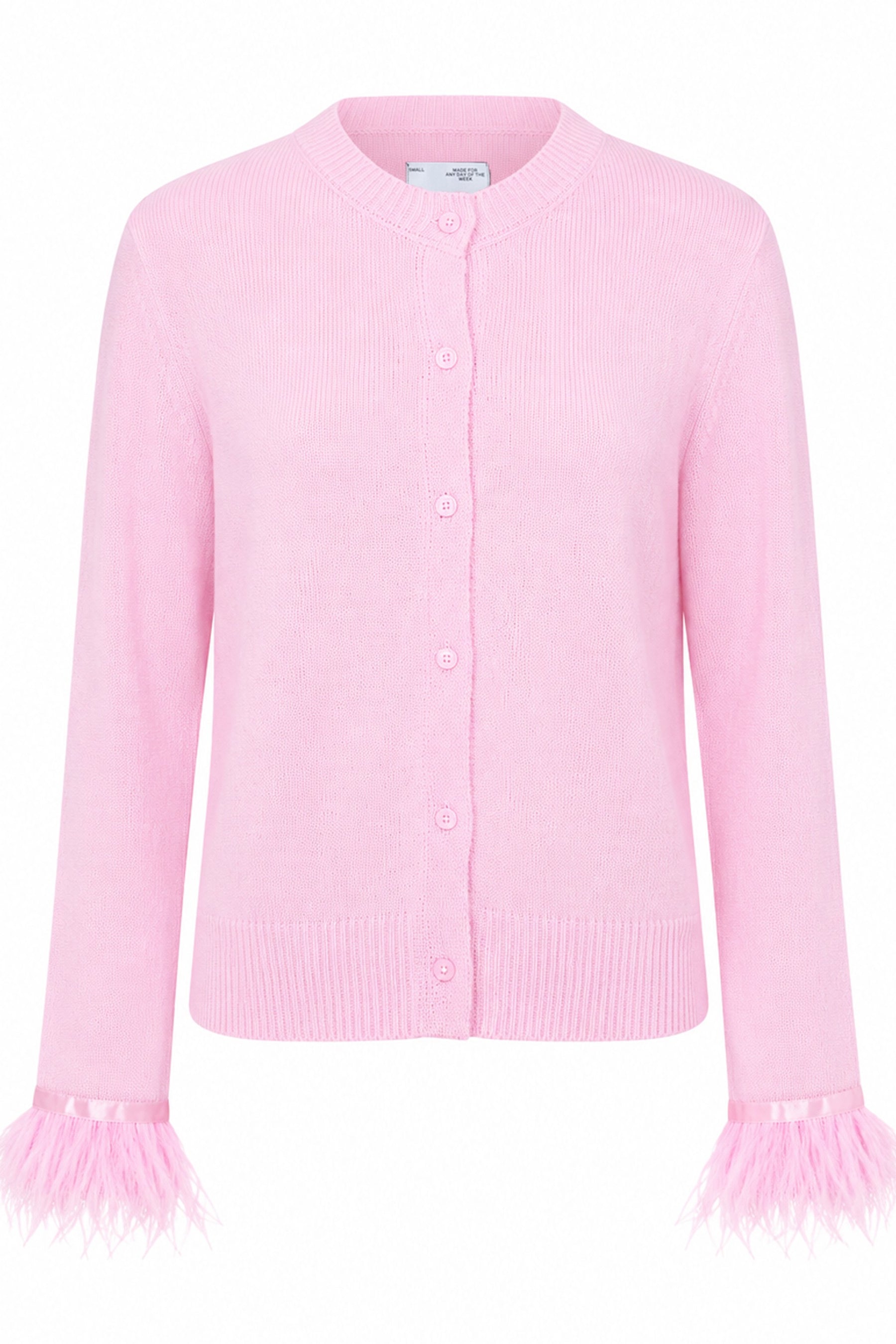 NEMI FEATHER TRIM KNIT CARDIGAN
