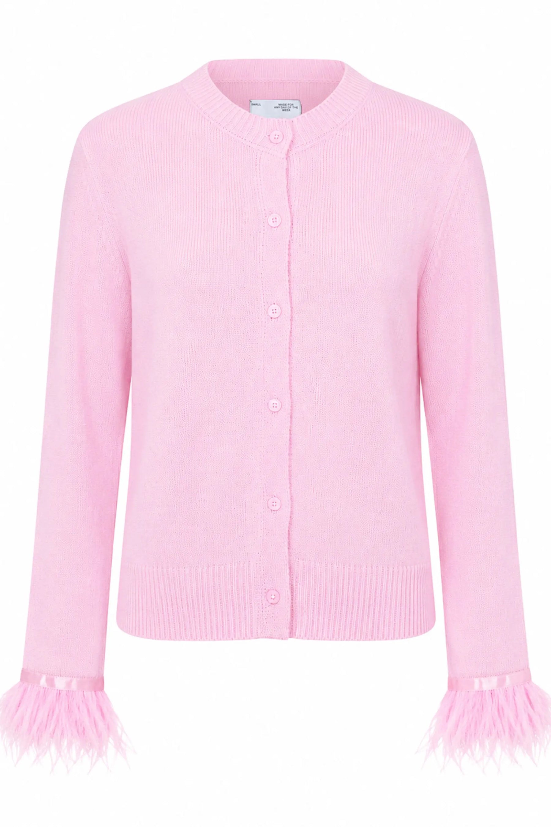 NEMI FEATHER TRIM KNIT CARDIGAN