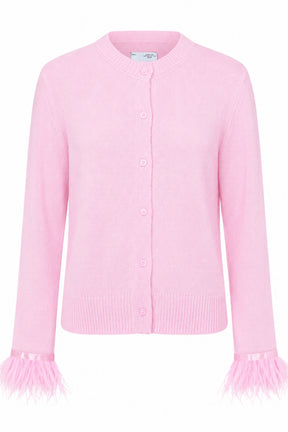 NEMI FEATHER TRIM KNIT CARDIGAN
