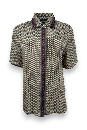 Embossed Botanical Short Sleeve Crepe Shirt