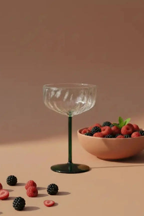 Swirl Cocktail Glass -clear & Green (set Of 2),  4 X 6.5 Inches