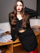 Tia Shimmering Tweed Bouclé Crop Jacket