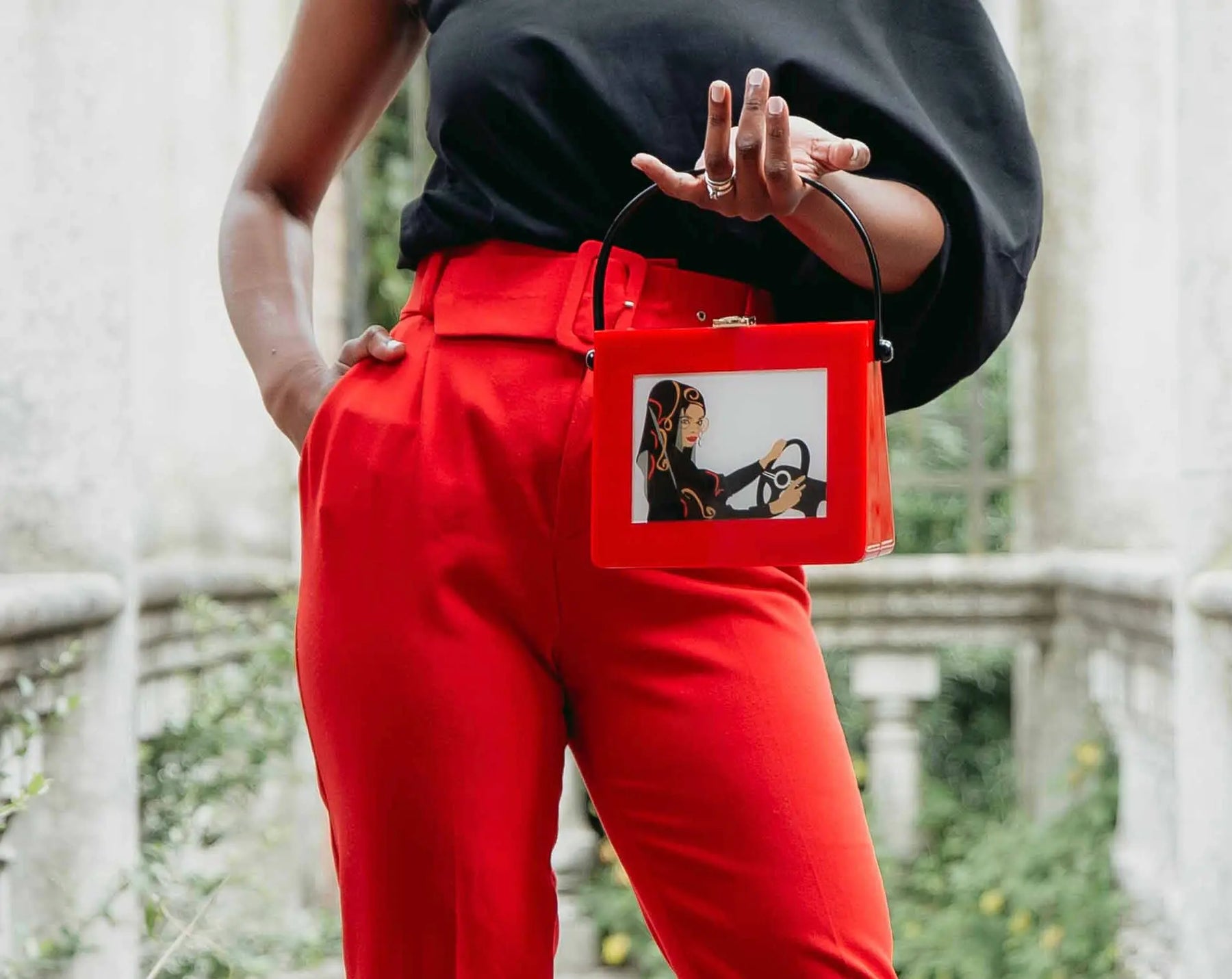 Jamilah Acrylic Top Handle Bag
