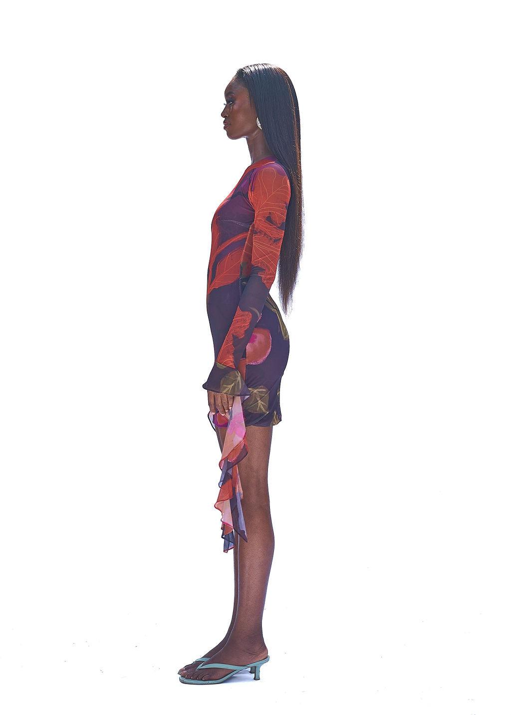 MESH MINI DRESS - PLUM CALA