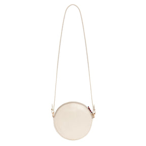 Beige Genuine Leather & Fabric Pattern Crossbody Bag