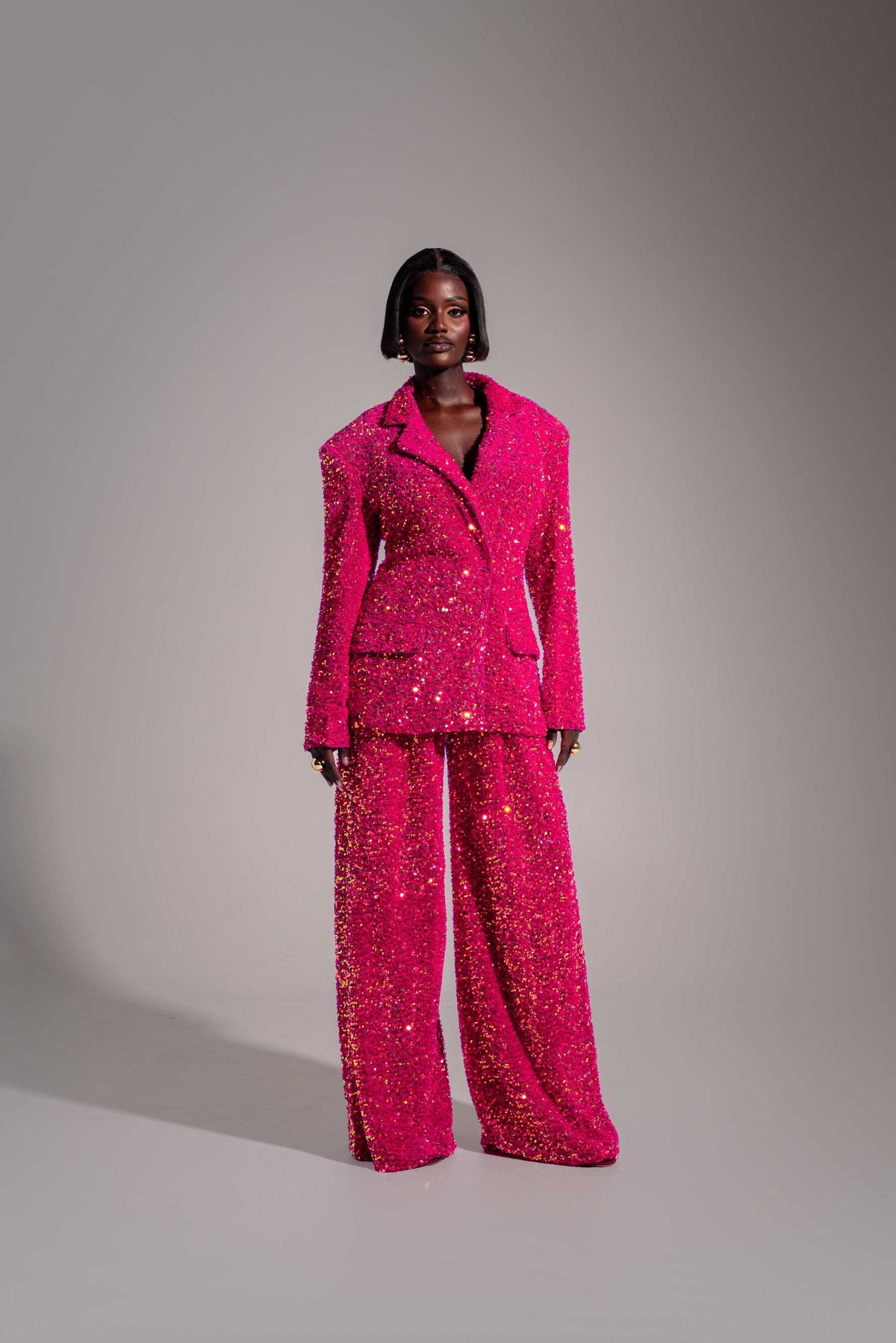 LIZA Sequin Blazer in PINK SPINEL