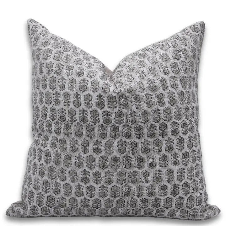 Block Print Thick Linen Boho Décor Cushion Cover- Tulsi Buti