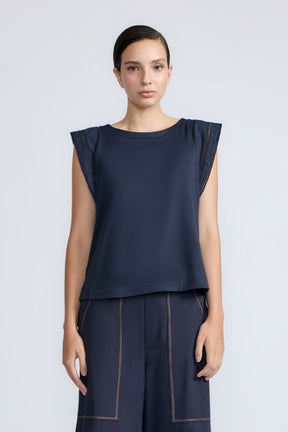 Regina Pima Cotton Knit Top | Navy