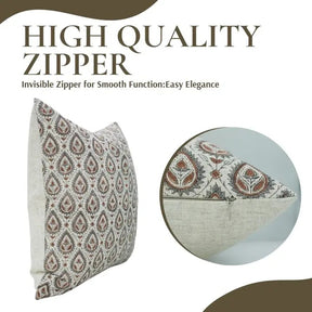 Stylish Hand-Block Design Viscose Linen Cushion Cover - Pan Patti