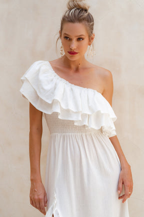 Guadalupe Ruffled Maxi Dress - Off White