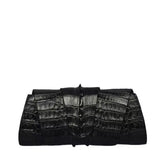 The Serenity Black  crocodile Embossed Leather Clutch