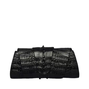 The Serenity Black  crocodile Embossed Leather Clutch