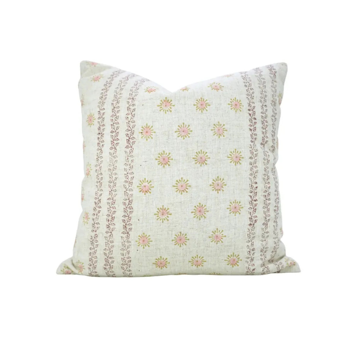 Hand Block Print Viscose Linen Pillow Cover - Happy Bloom