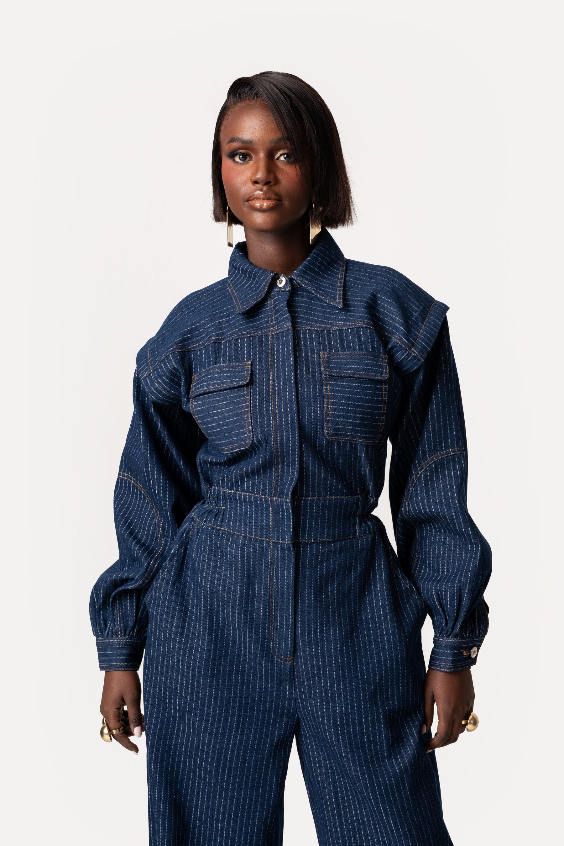 Denim Pinstripe JAKKI Jumpsuit