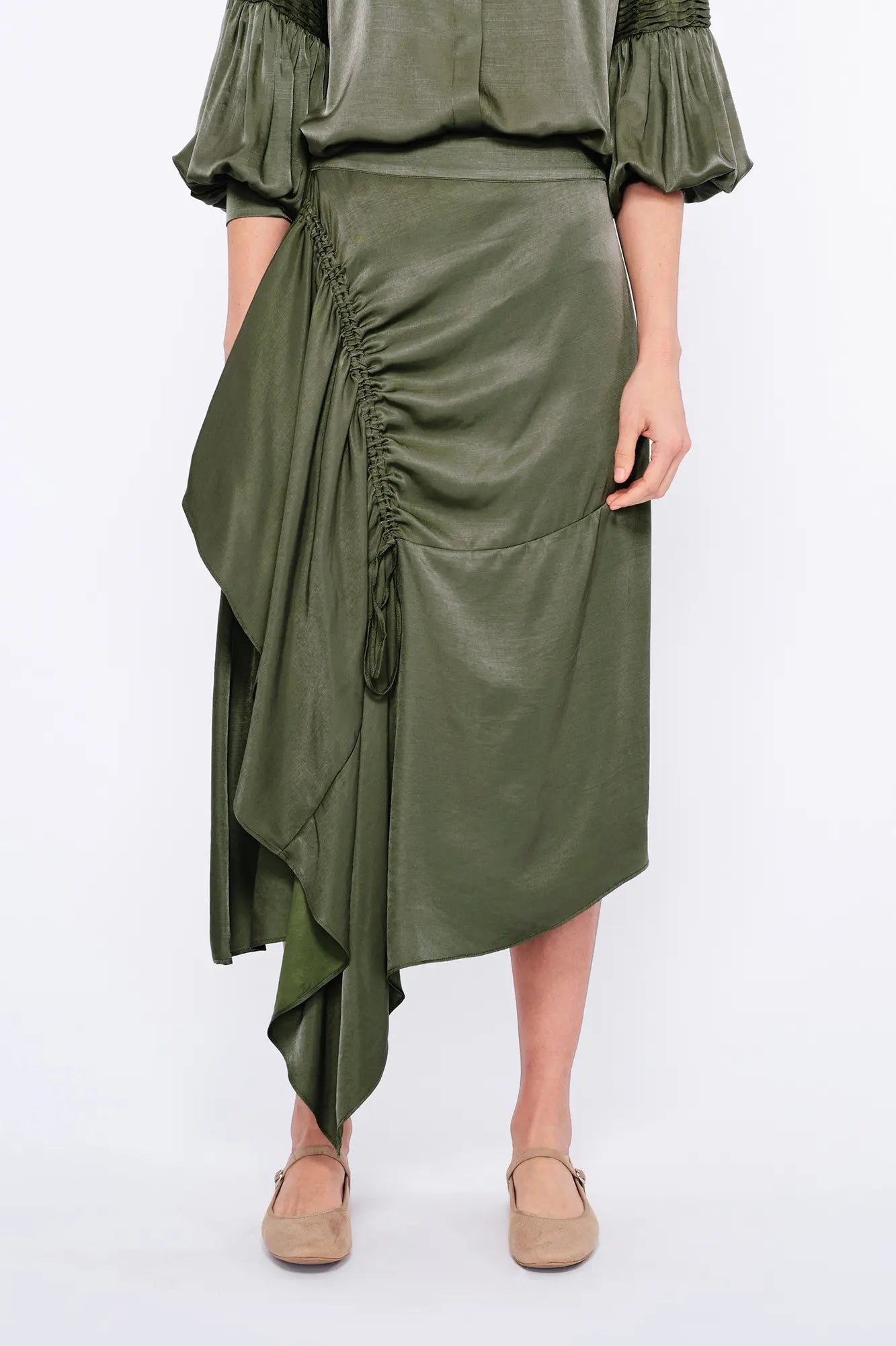 Olenka Ruched Midi Skirt