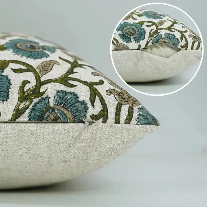 Home Decor Floral Desgin Viscose Linen Pillow Cover - Vasundhra