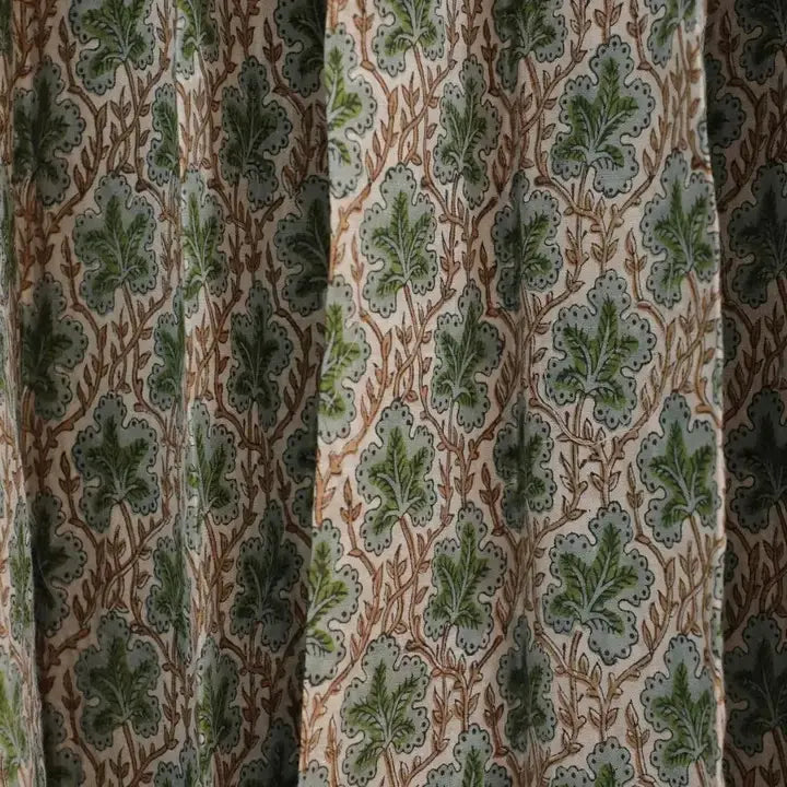 Floral Block Print Design Pleated Curtain -  Pushp Samitha