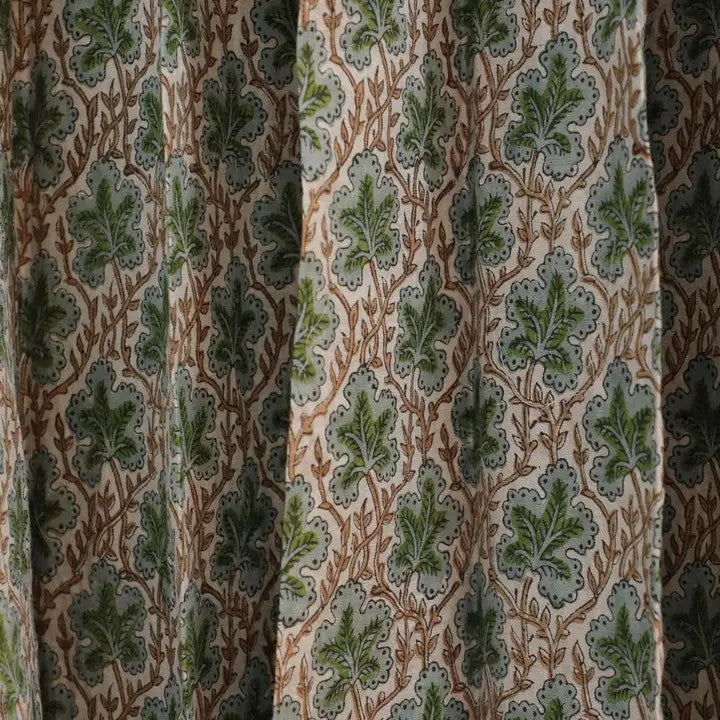 Floral Block Print Design Pleated Curtain -  Pushp Samitha