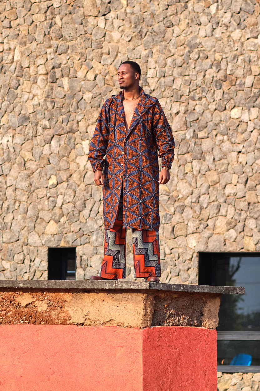 The Men's Kitenge Robe Coat & Zigzag Trouser Set