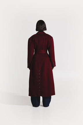IMAN Wool Long jacket in BURGUNDY