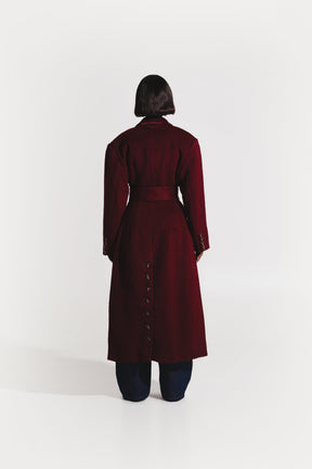 Iman Wool Long Jacket In Burgundy