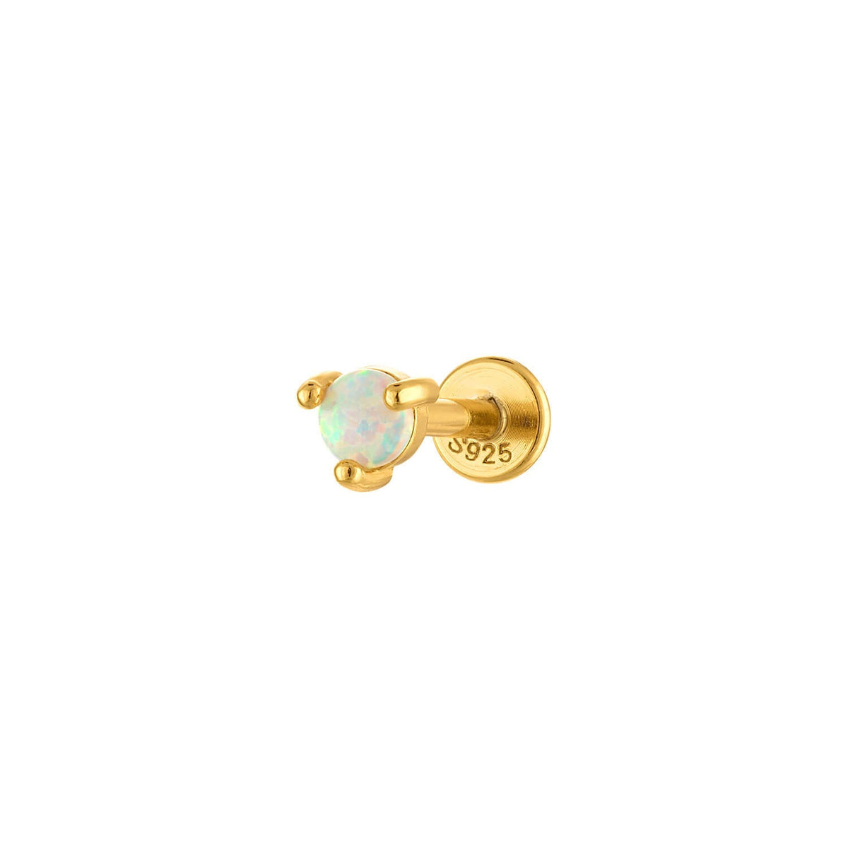 Opal Flatback Gold Earring Stud