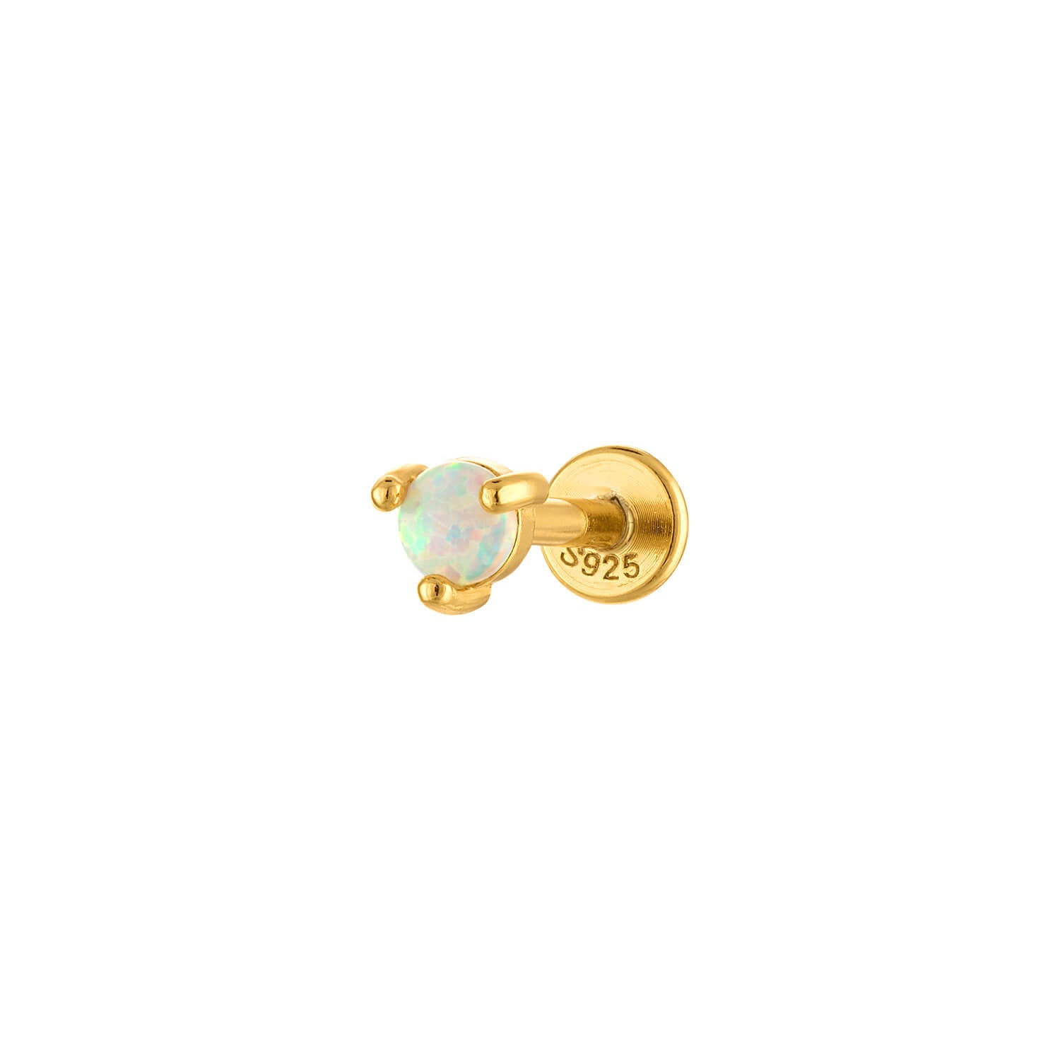 Opal Flatback Gold Earring Stud