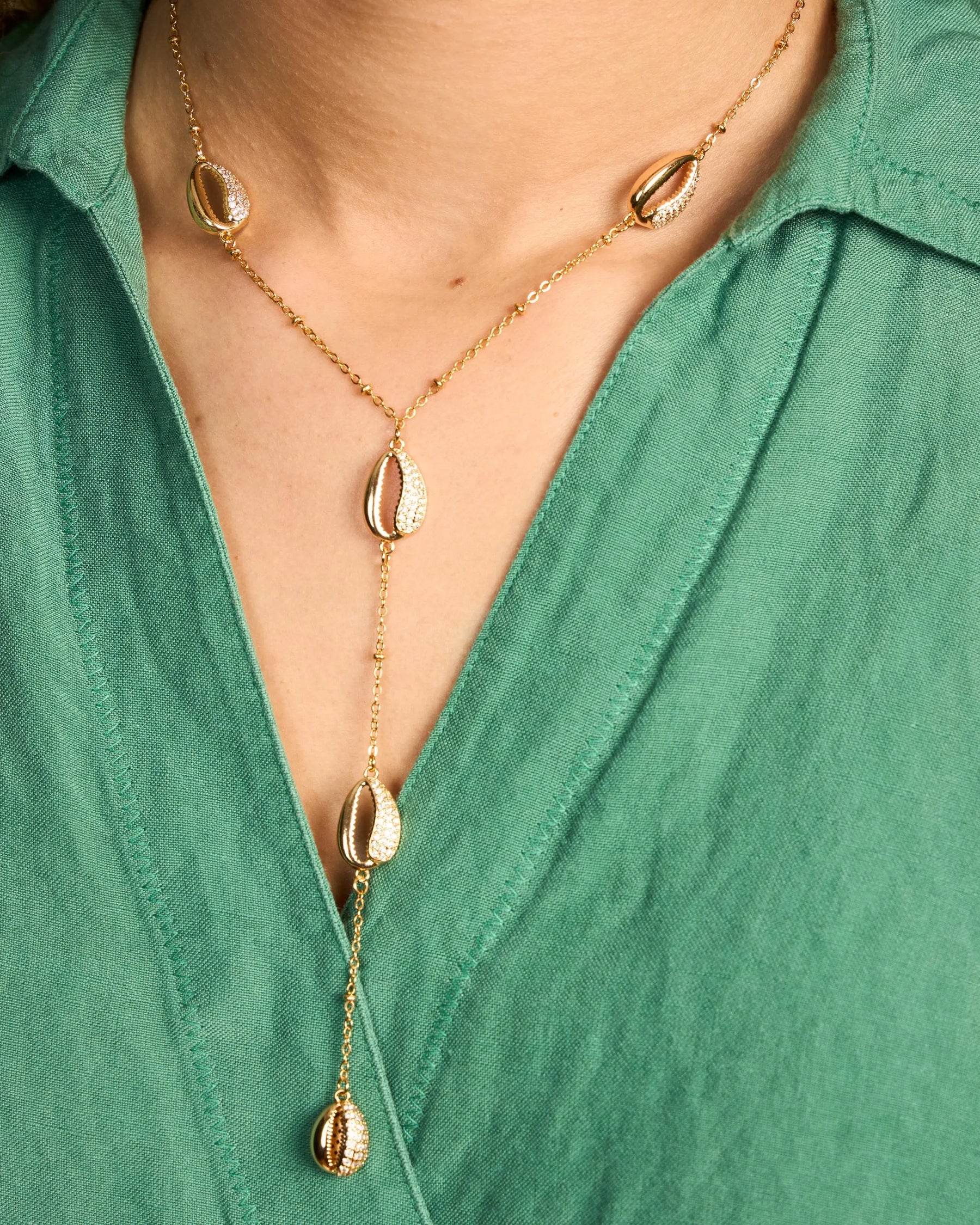 Cowrie Lariat Necklace