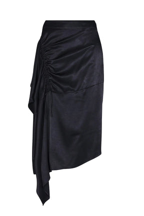 Olenka Asymmetric Ruched Skirt | Black