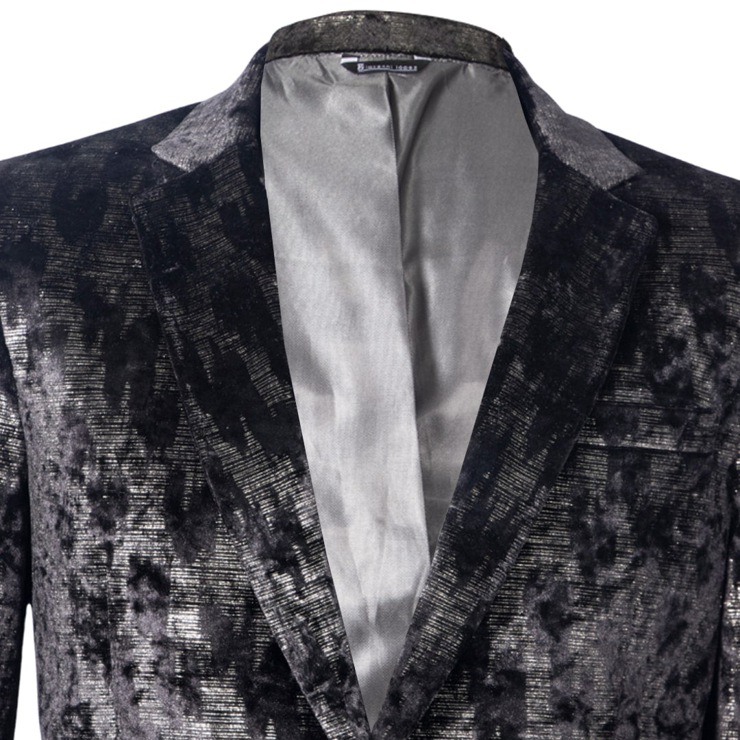 Silver print velvet blazer