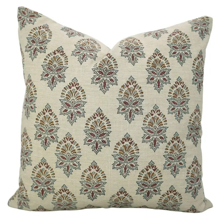 Handcraft Block Print Linen Blend Cushion Cover - Samrat