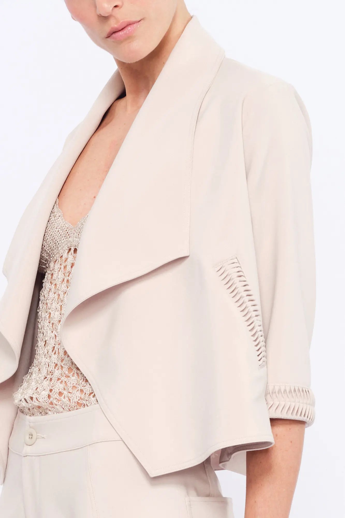 Daysi Draped Lapel Jacket | Ecru