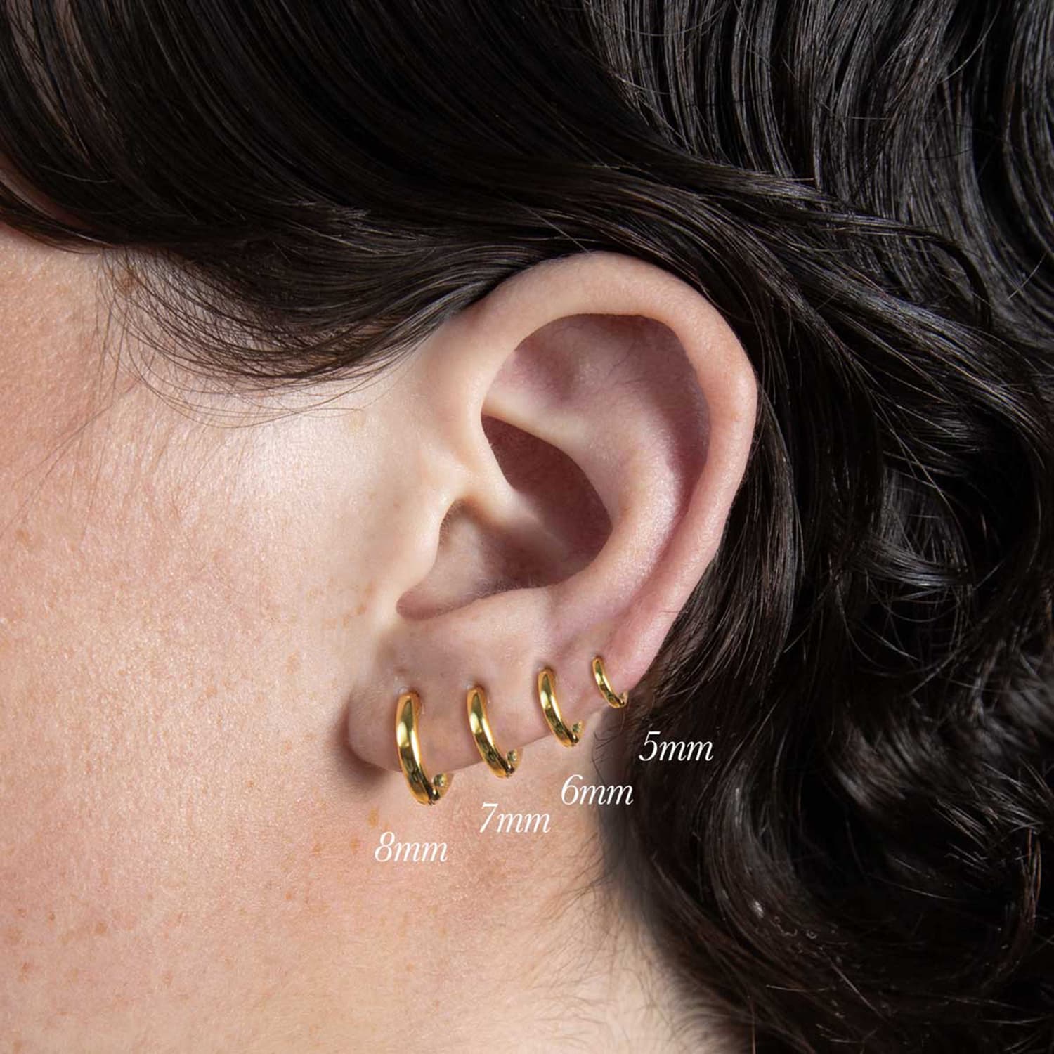 Gold Six Mm Huggie Hoop Earring