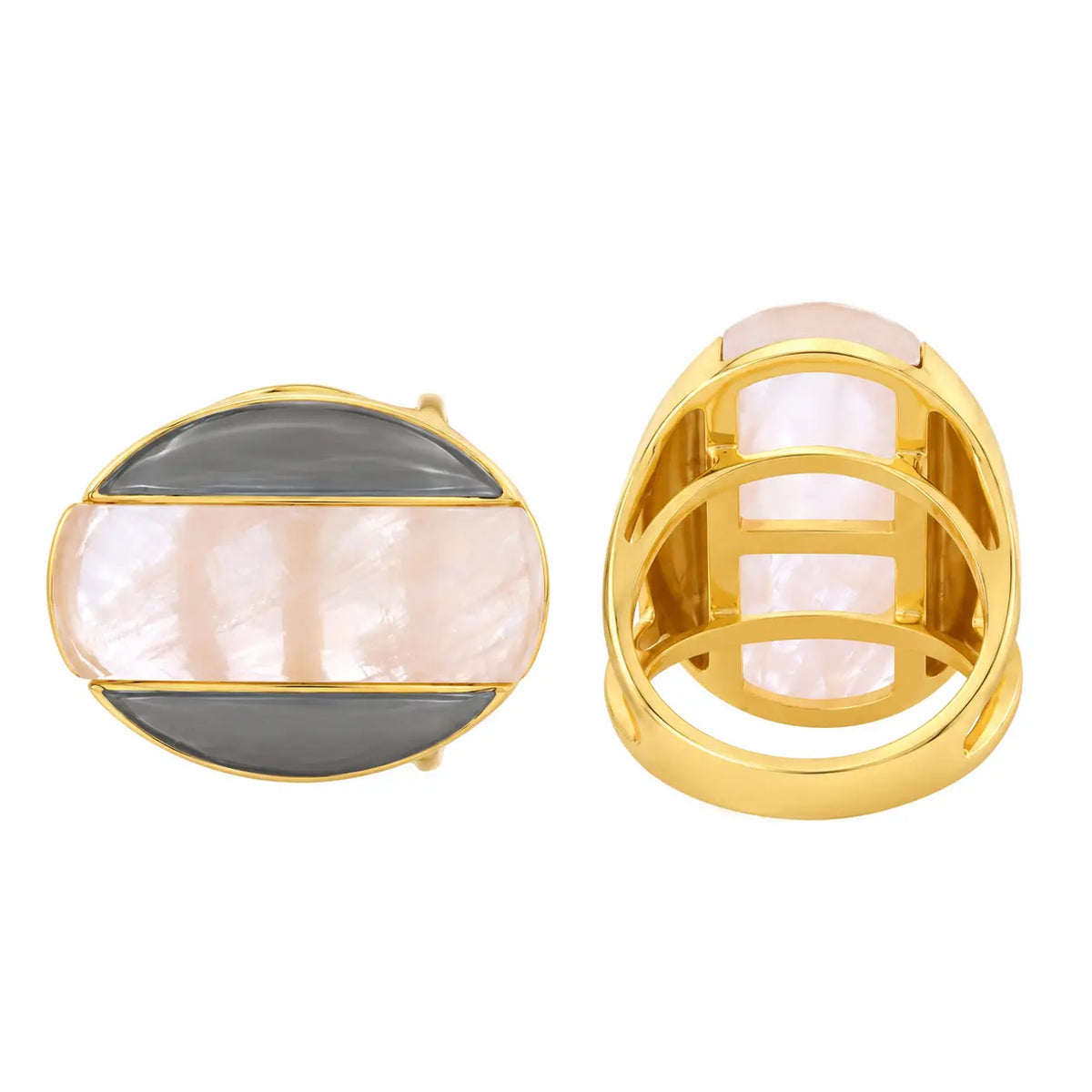 Athena Rose Quartz Gold & Rhodium Ring