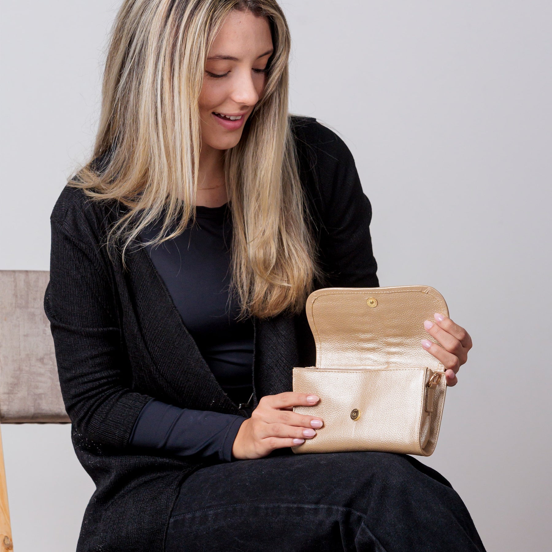 Gold Clutch leather Zen Bag