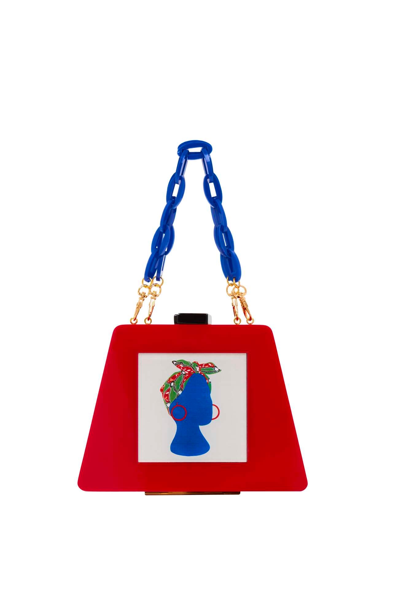 Babi - Acrylic Triangular Box Clutch w/strap