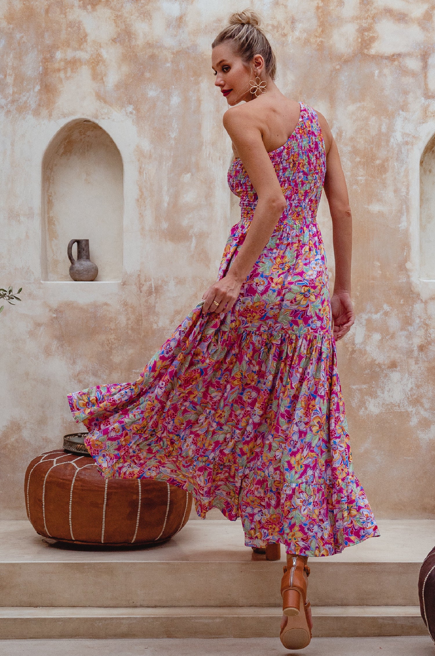 Cassandra One Shoulder Maxi Dress - Miracle Garden