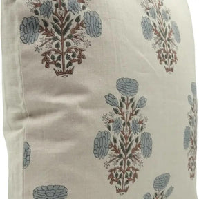 Floral Handmade Stylish Block Printed Pure Linen Cushion Cover - Swadesh