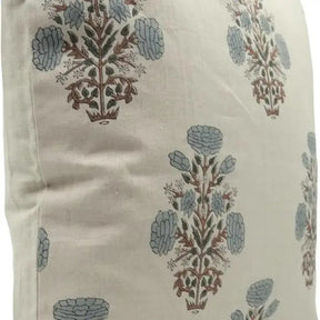 Floral Handmade Stylish Block Printed Pure Linen Cushion Cover - Swadesh