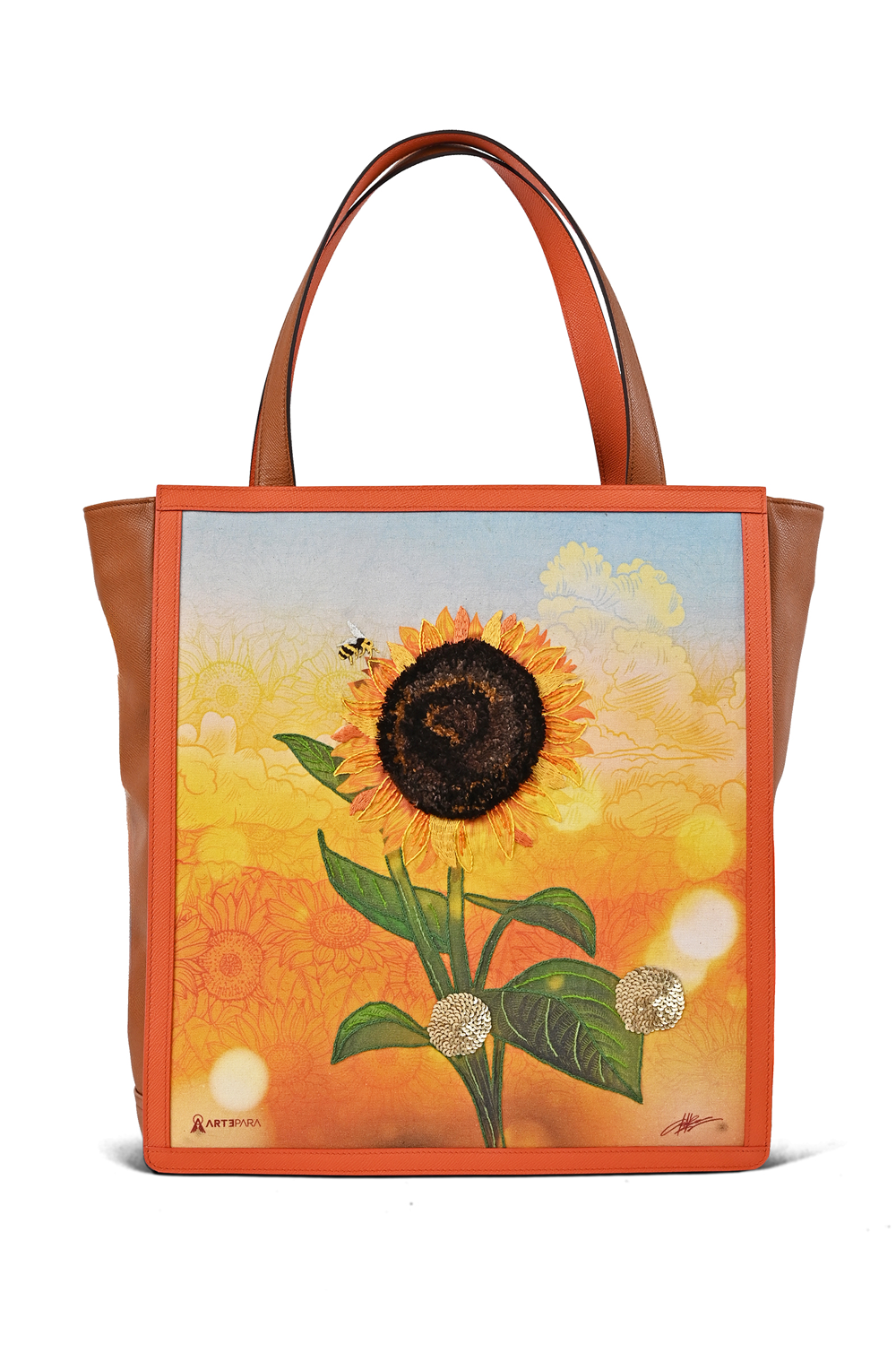 Artepara Handcrafted Sunflower Art Maxi Tote