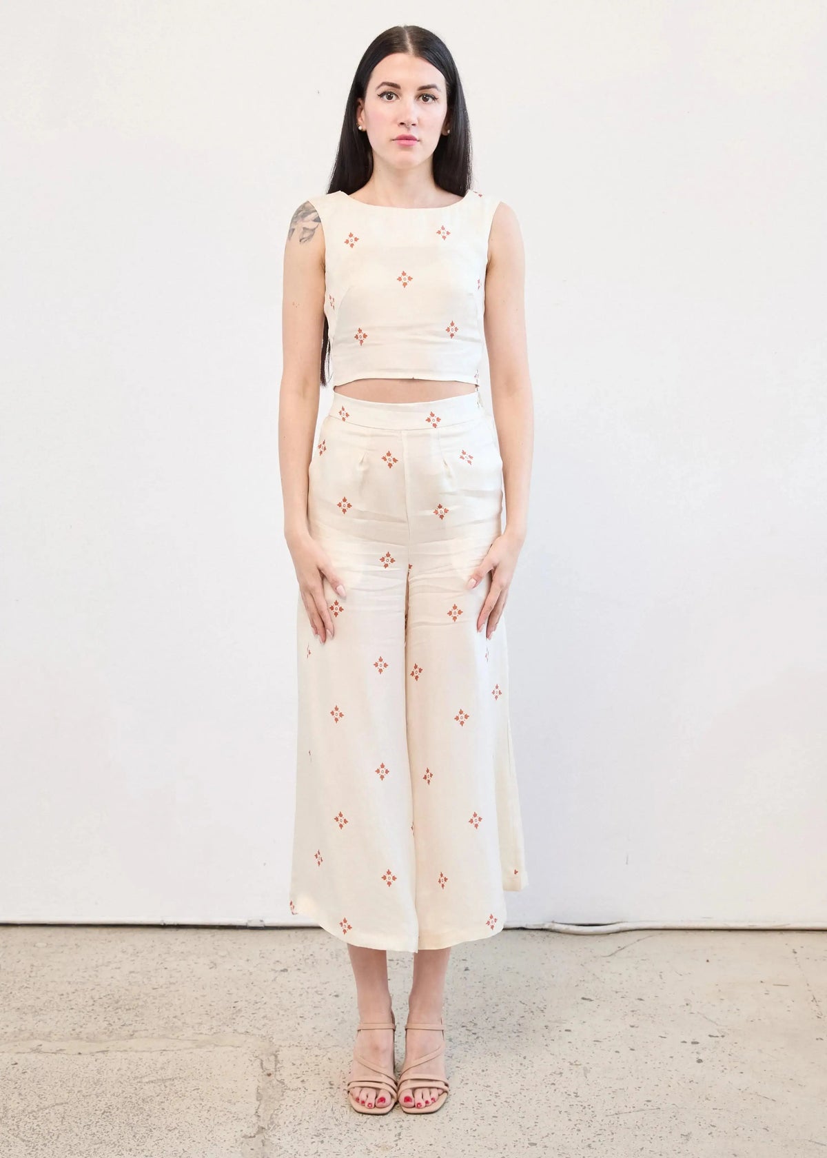 Boat Neck Crop Top In Cupro