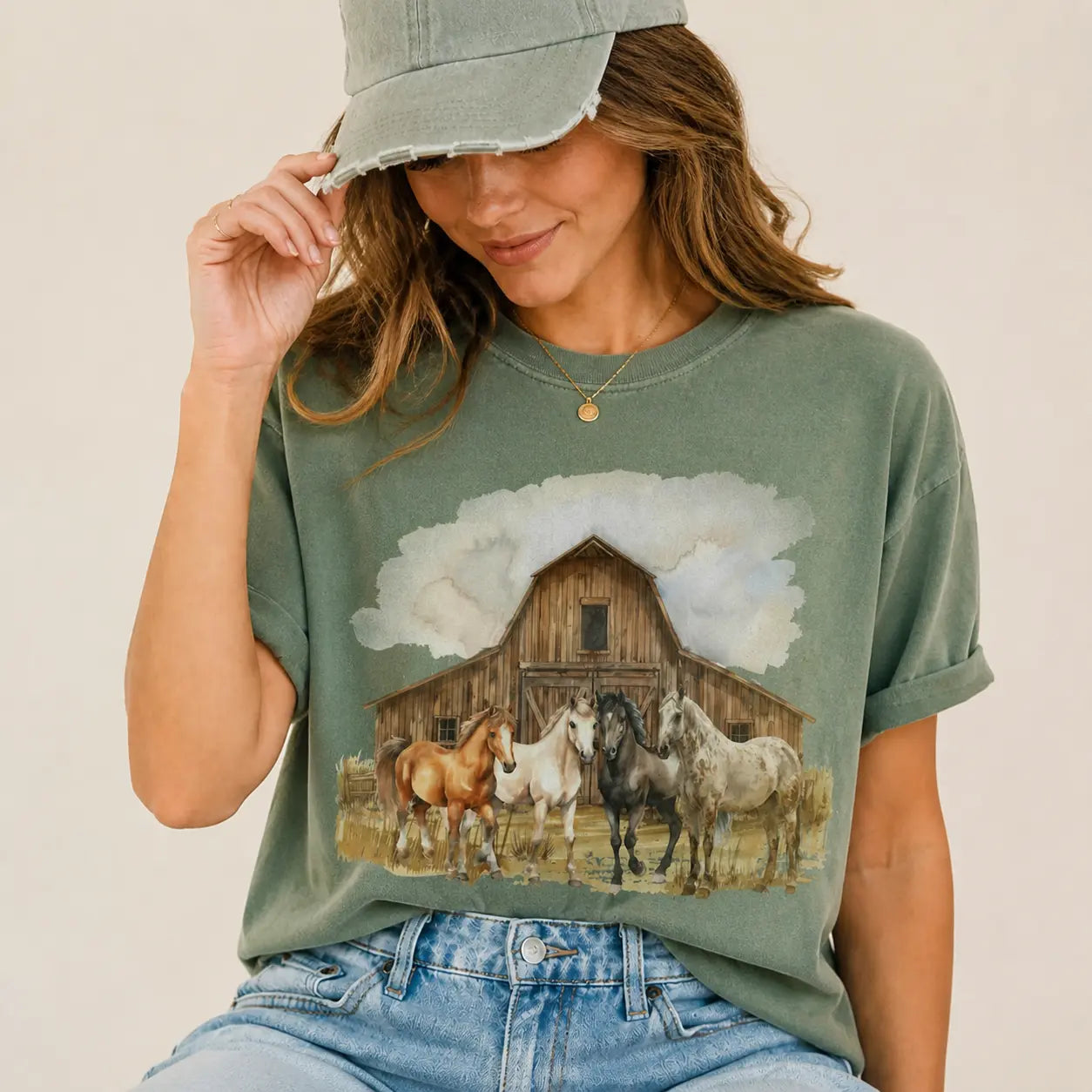 Vintage Barn and Horses Graphic Tee