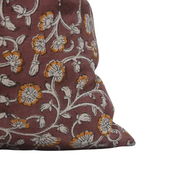 Traditional Hand Block Printed Pure Linen Cushion Cover - Himachal