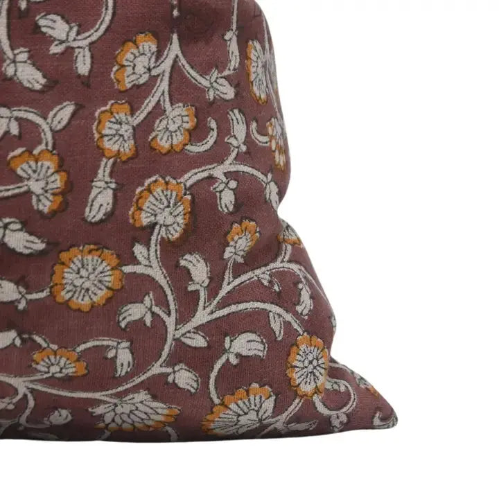 Traditional Hand Block Printed Pure Linen Cushion Cover - Himachal
