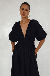 Kezas Cotton Maxi Dress - Black