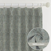 Floral Block Print Pure Linen Pleated Curtain - Superstar