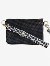 Alice Crossbody Bag, Black Embossed Leather