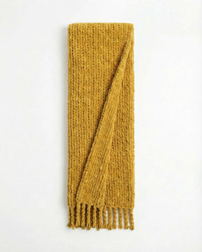 Chunky Chenille Knit Blanket With Fringe