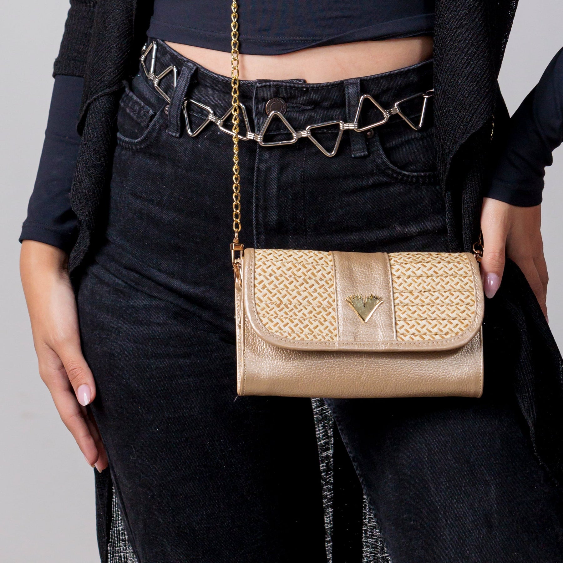 Gold Clutch leather Zen Bag