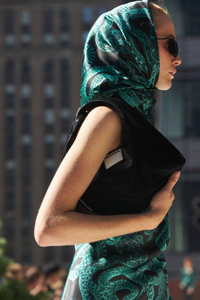 Silk Serpent Noir Scarf - Large